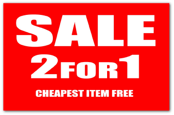2 for 1 Rail Cards 250mm x 200mm Card | rail cards;other Signage - Sale Posters & Signs